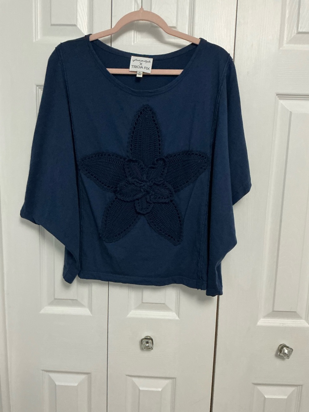 NWOT-Free People x Tricia Fix navy blue dolman tee